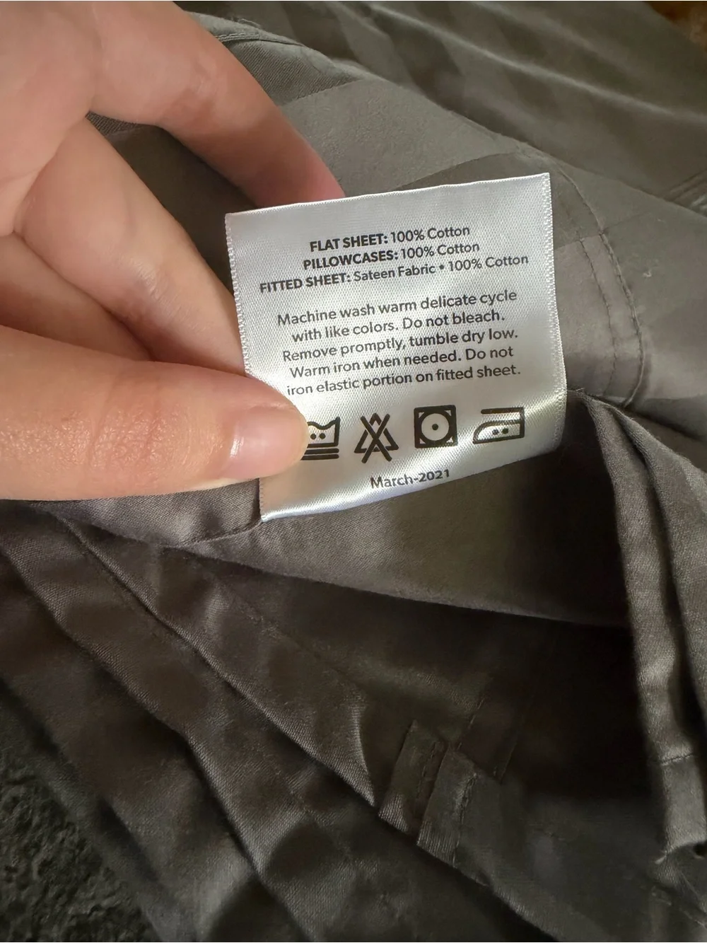 Member’s Mark Hotel Collection Gray Striped Flat Sheet - Queen